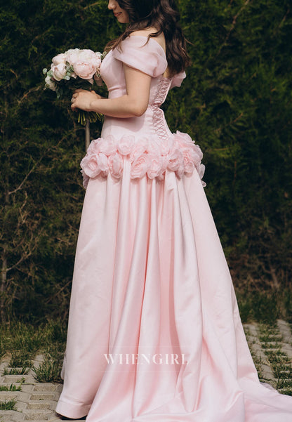 A-Line Gown with 3D Floral Waist Detail