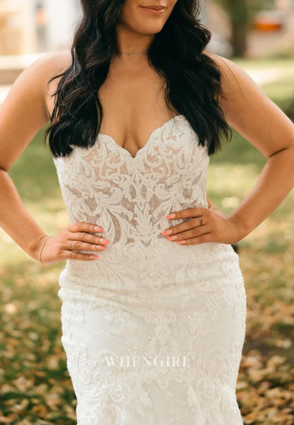 Strapless Sweetheart Lace Mermaid Wedding Gown
