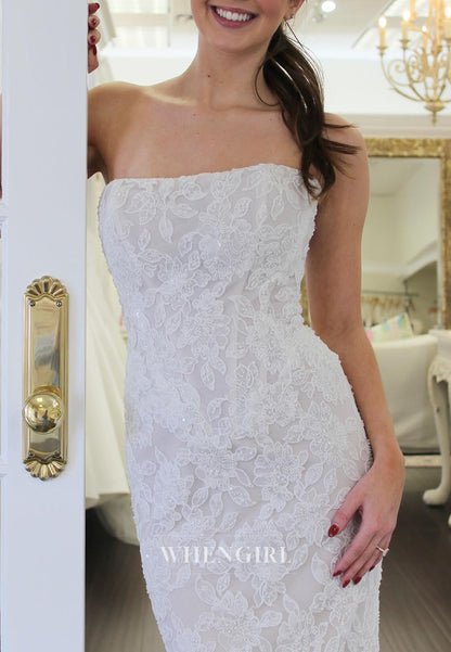 Strapless Mermaid Lace Wedding Dress with Sweep Train