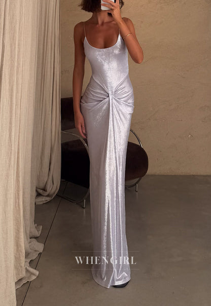 Metallic Twist Front Maxi Slip Dress