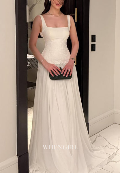 Lace Bodice Chiffon A-Line Floor-Length Gown