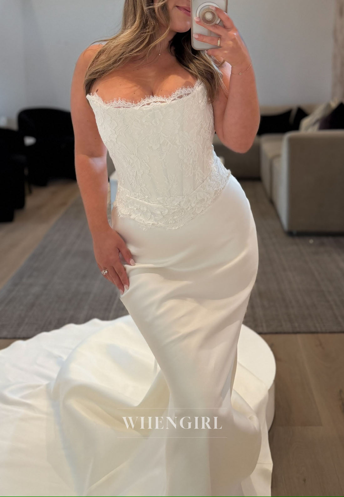 Lace Corset Strapless Mermaid Wedding Gown