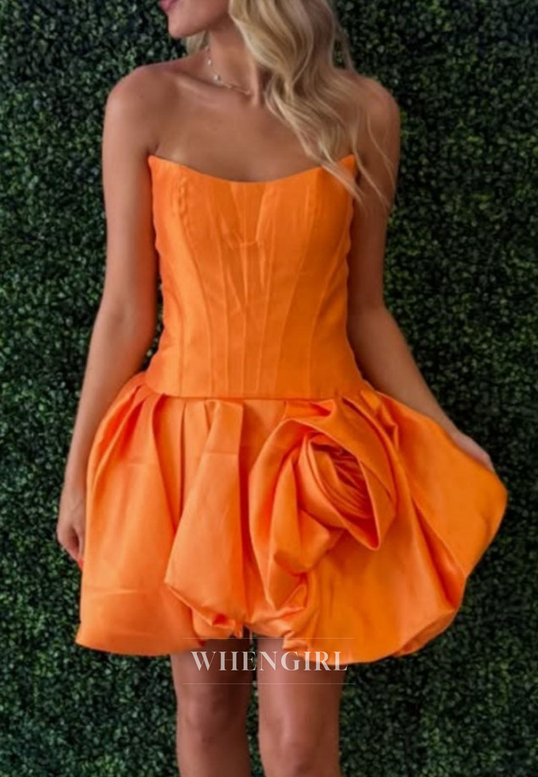 Strapless Corset Mini Dress with Rosette Bubble Skirt