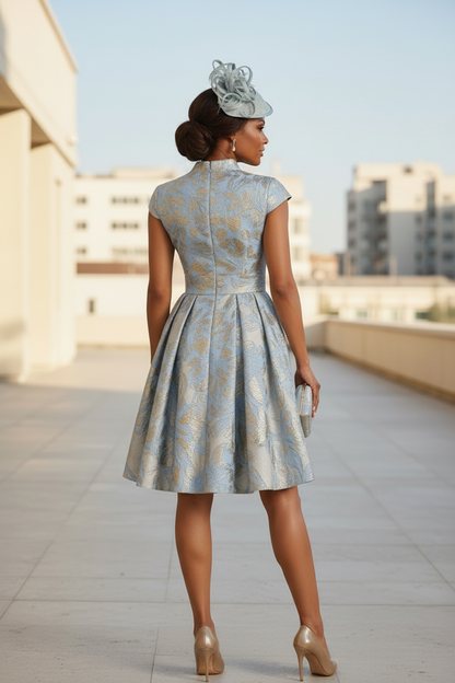 Floral Jacquard Fit-and-Flare Cocktail Dress