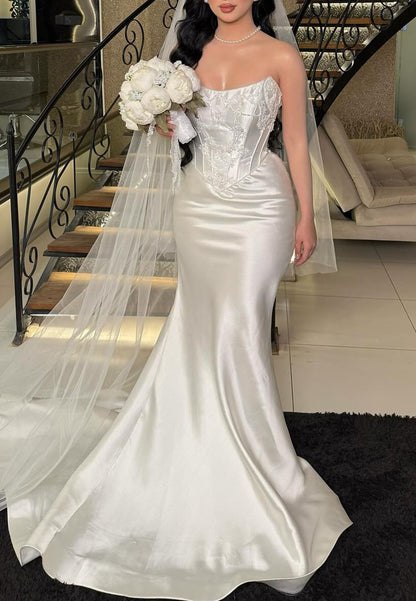 Corset Mermaid Wedding Dress with Beading