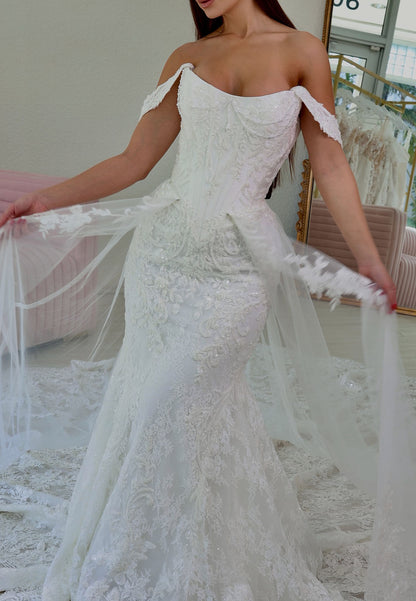 Corset Mermaid Lace Wedding Dress with Train