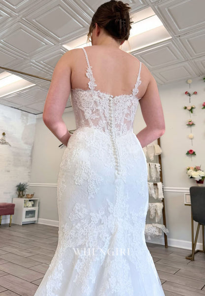 Lace Applique Mermaid Wedding Dress with Corset
