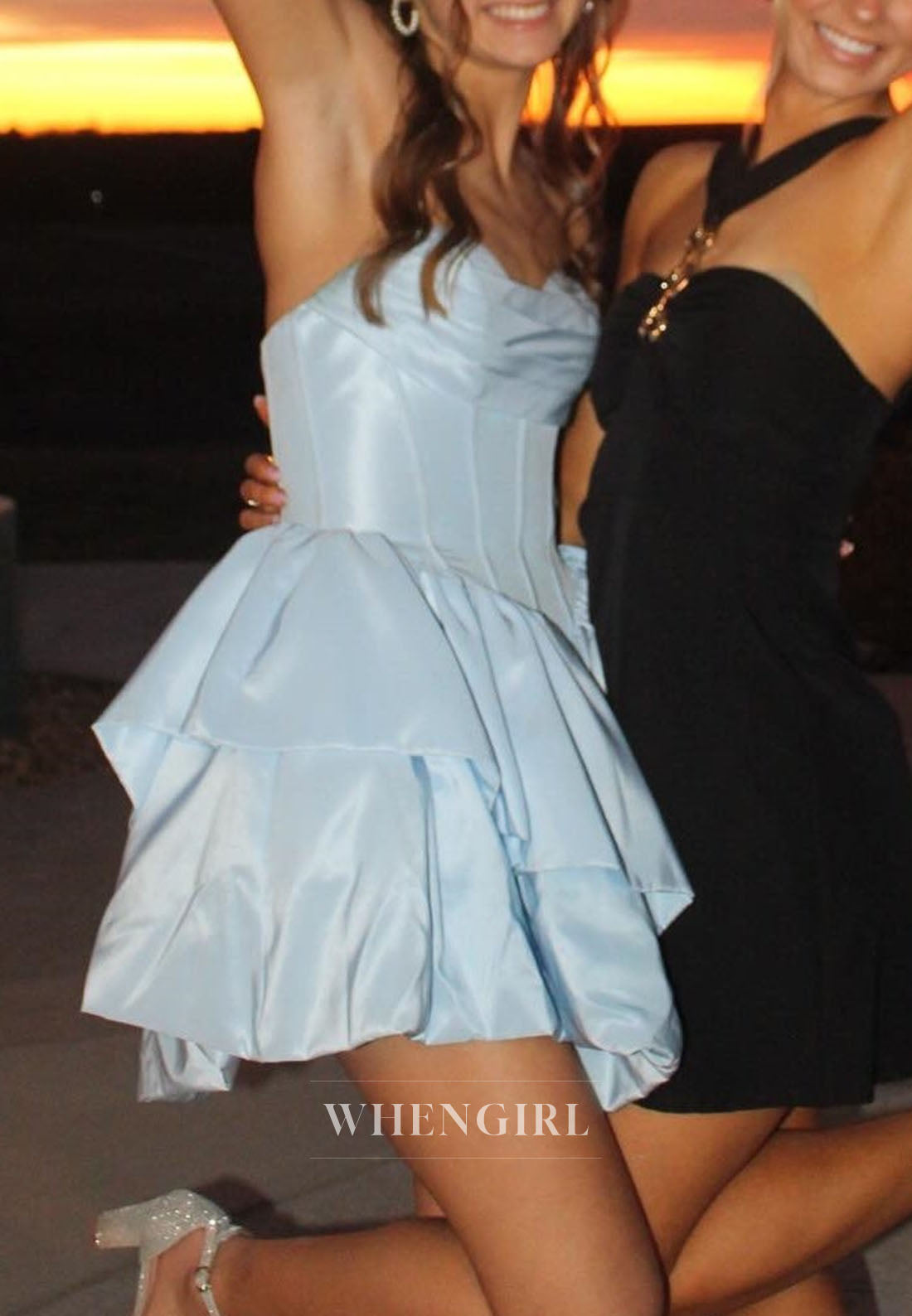 Strapless Sweetheart Mini Dress with Tiered Ruffle Skirt