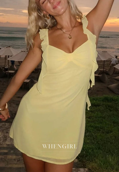 Ruffle Strap Sweetheart Mini Dress