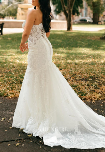 Strapless Sweetheart Lace Mermaid Wedding Gown