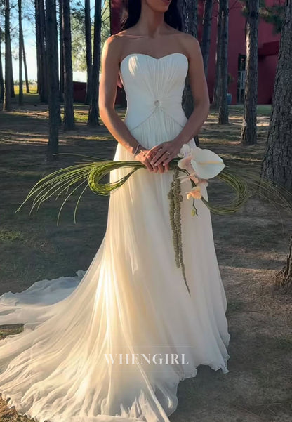 Strapless Ruched Chiffon Wedding Dress