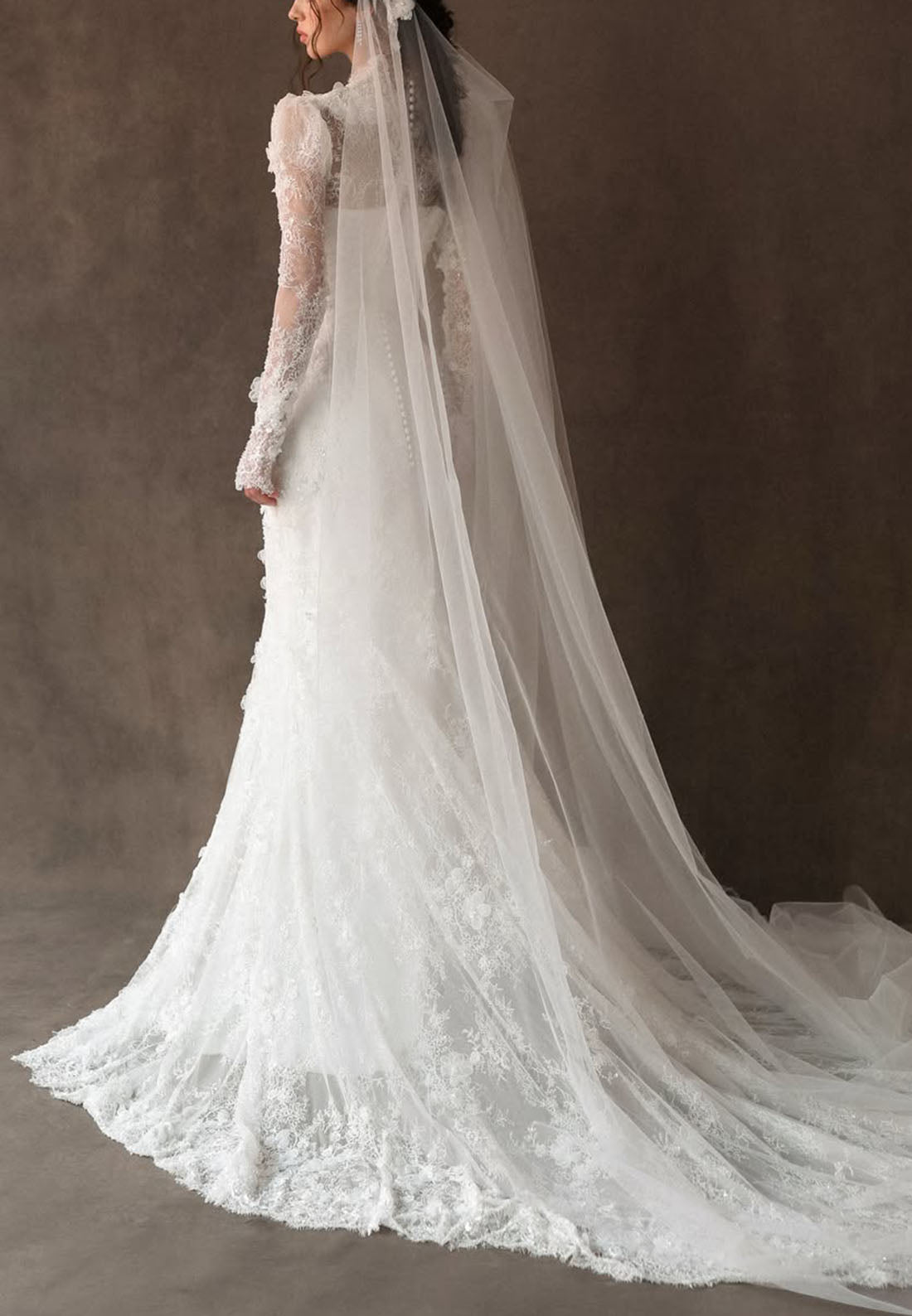 Lace High Neck Long Sleeve Wedding Dress