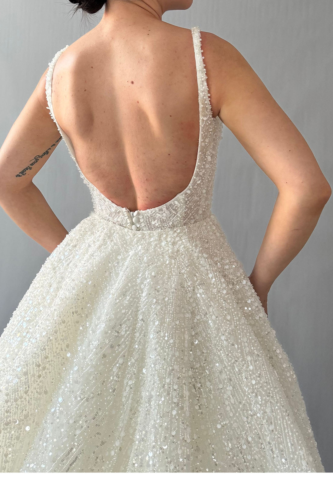 Beaded Wedding Dress with Full Overskirt