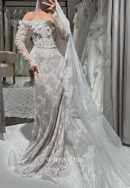 Corset Lace Mermaid Wedding Dress with Sleeves