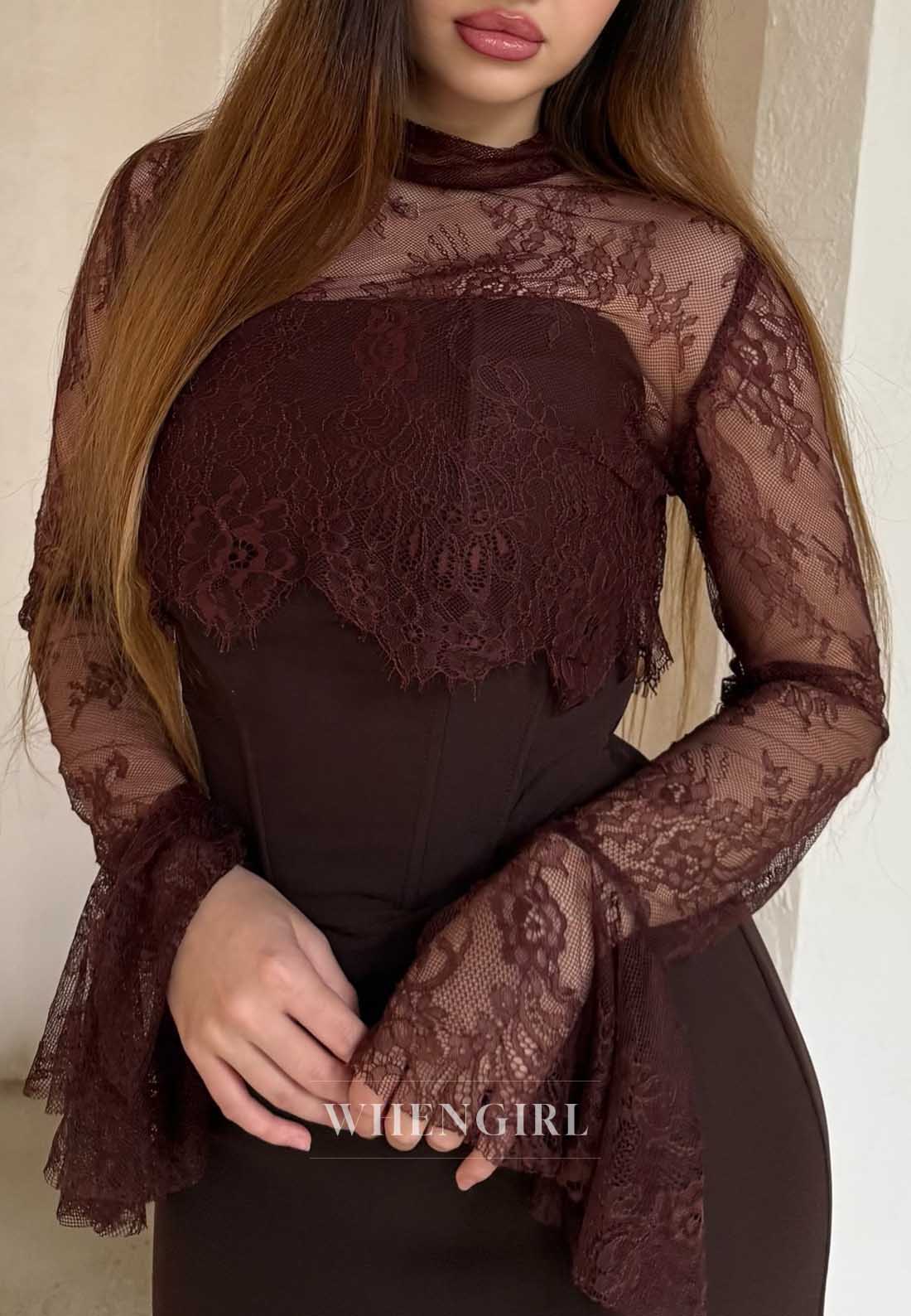 High Neck Lace Corset Mermaid Evening Gown