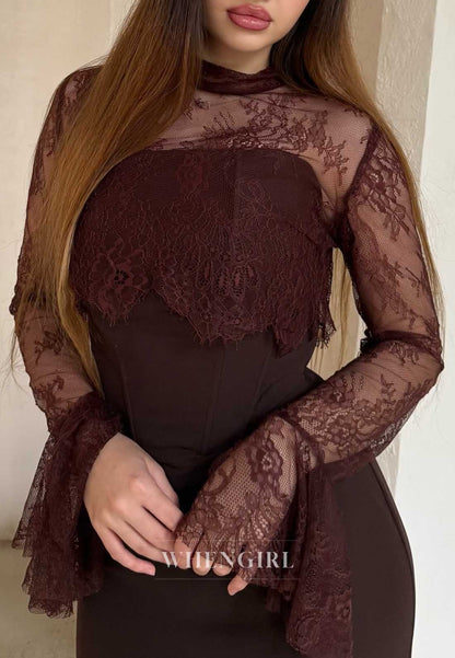 High Neck Lace Corset Mermaid Evening Gown