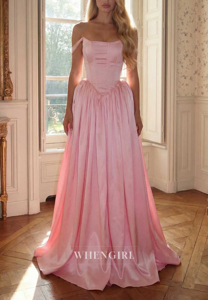 Satin Corset A-Line Ball Gown with Lace Hem