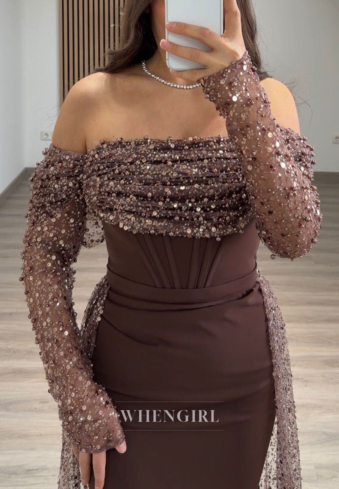 Beaded Off Shoulder Mermaid Gown with Sequin Cape