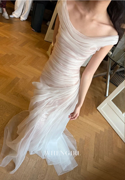 Romantic Ruched Off-the-Shoulder Bridal Gown