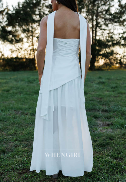 Strapless Maxi Dress with Slit and Neck Scarf