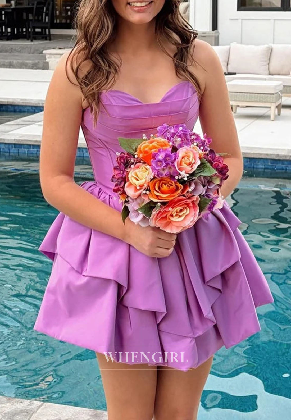 Strapless Sweetheart Mini Dress with Tiered Ruffle Skirt