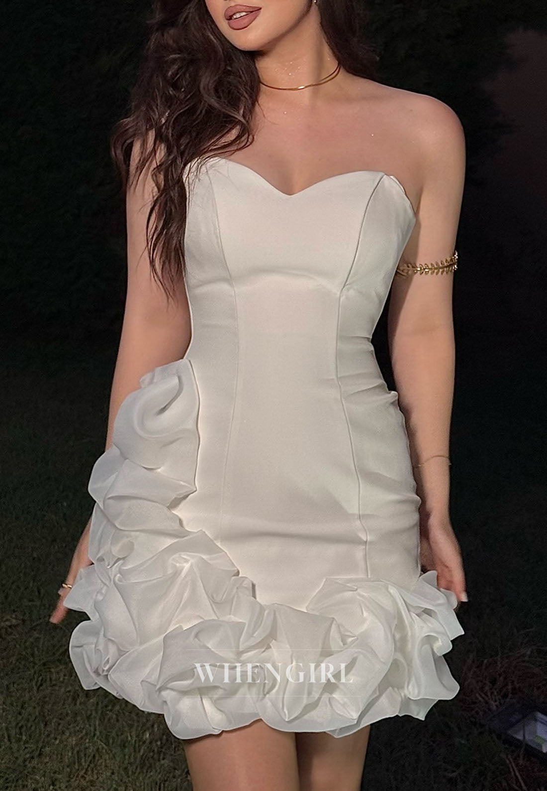 Strapless Sweetheart Ruffled Corset Mini Dress
