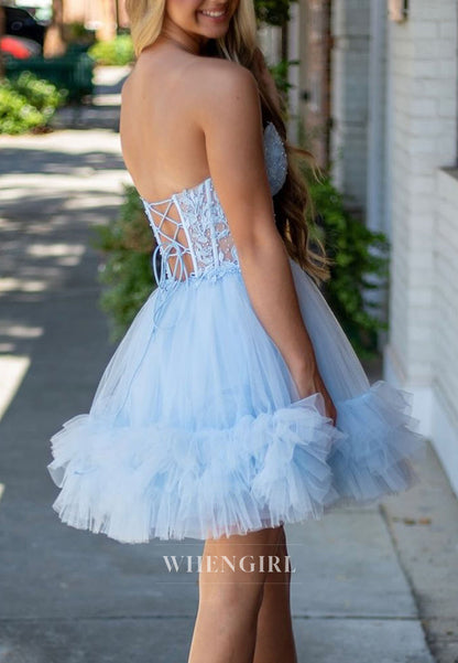 Strapless Sweetheart Corset Tulle Mini Dress