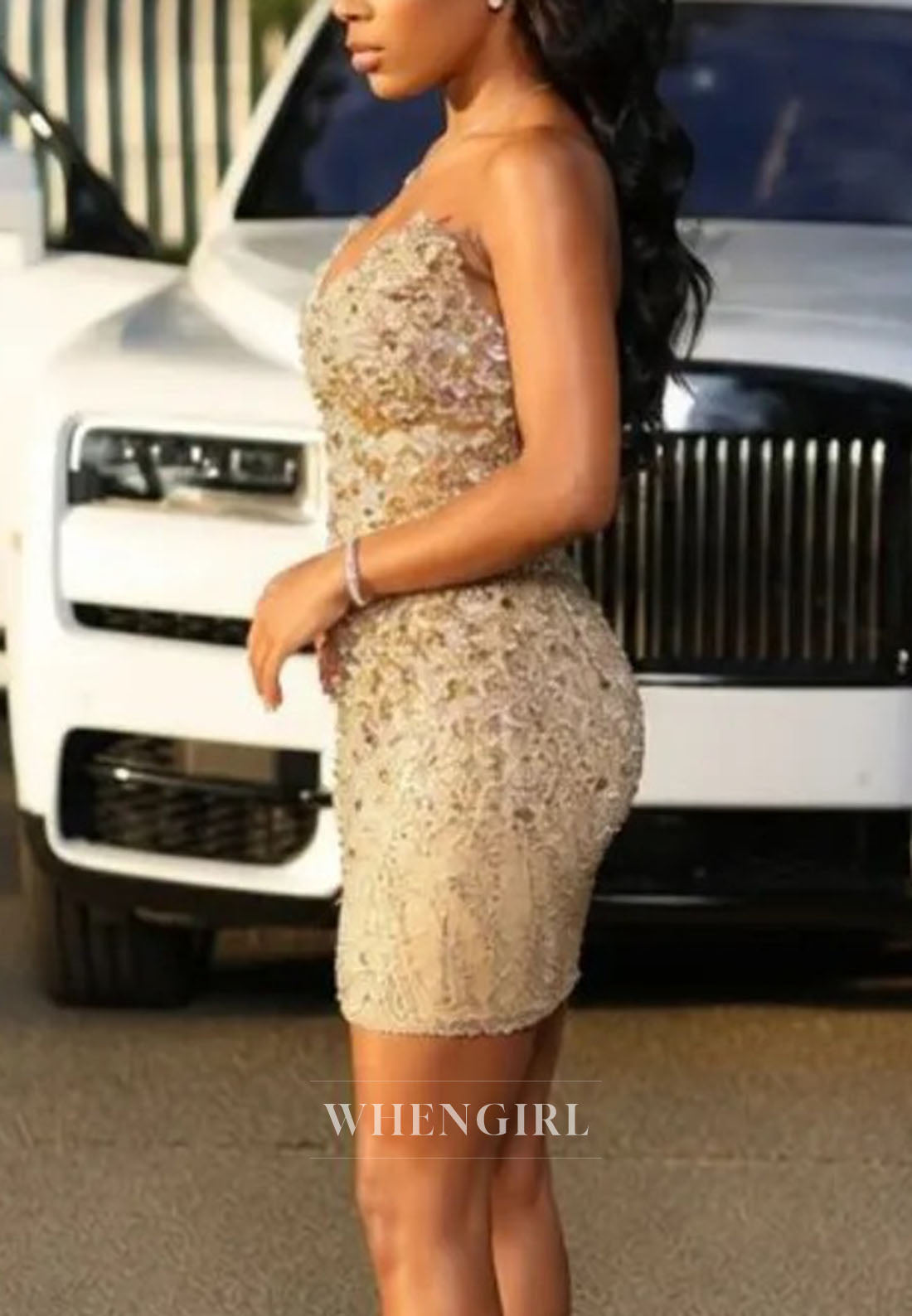 Strapless Corset Mini Dress with 3D Leaf Appliques