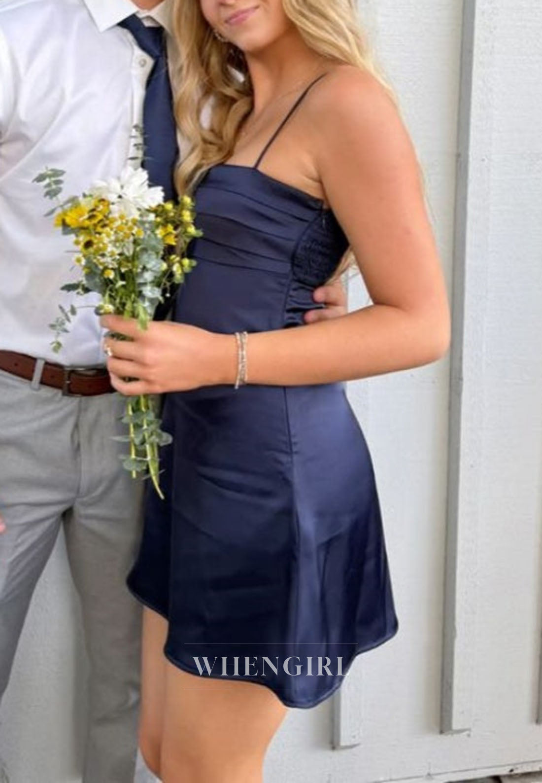 Satin Slip Mini Dress with Square Neckline