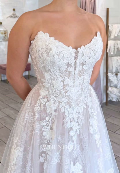 Strapless Lace A-Line Wedding Dress with Train