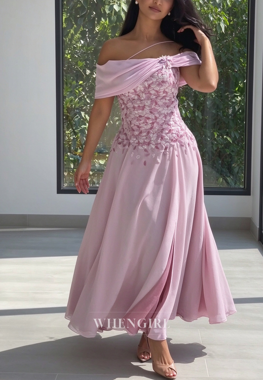 Embroidered Off-the-Shoulder A-Line Maxi Dress