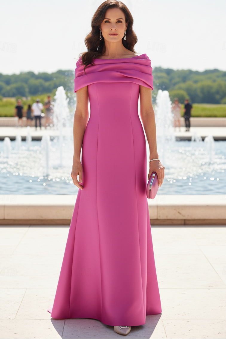 Off-the-Shoulder Satin Gown with Statement Back Bow