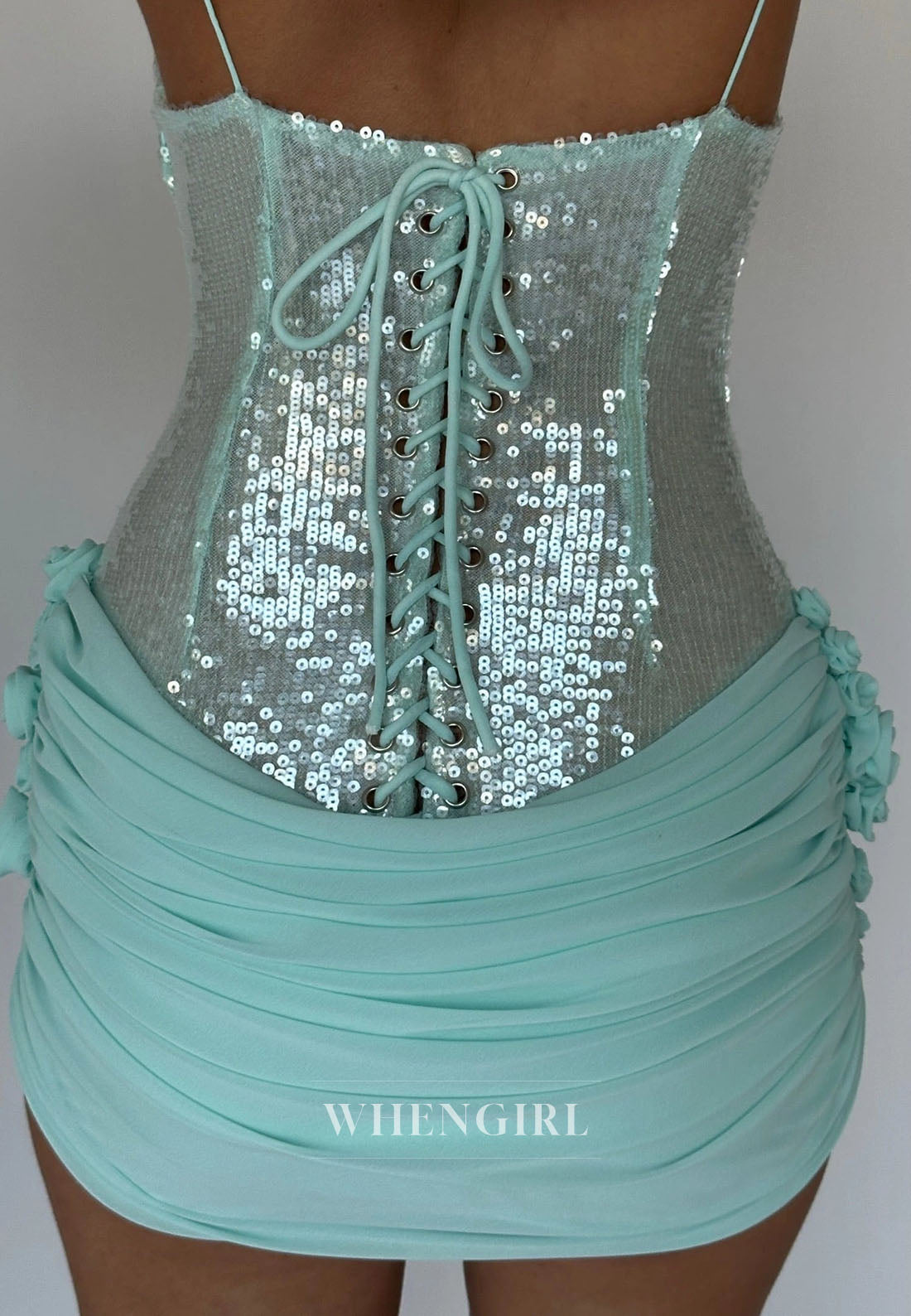 Sequin Corset Mini Dress with Ruched Skirt