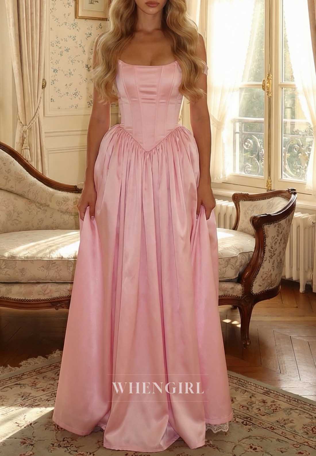 Satin Corset A-Line Ball Gown with Lace Hem