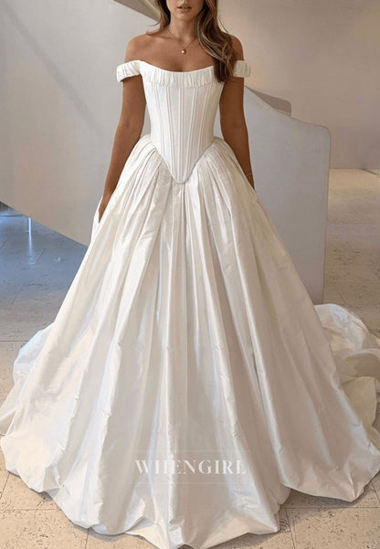 Off-The-Shoulder Corset Ball Gown Wedding Dress