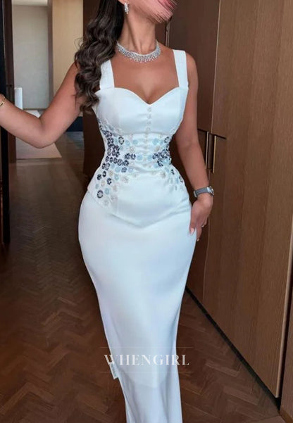 Embellished Peplum Column Gown with Straps
