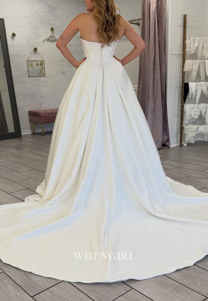 Strapless Corset Satin Ball Gown Wedding Dress