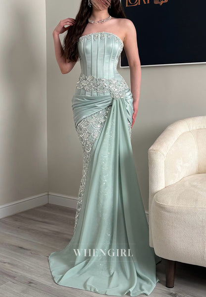 Strapless Corset Gown with Draped Sash