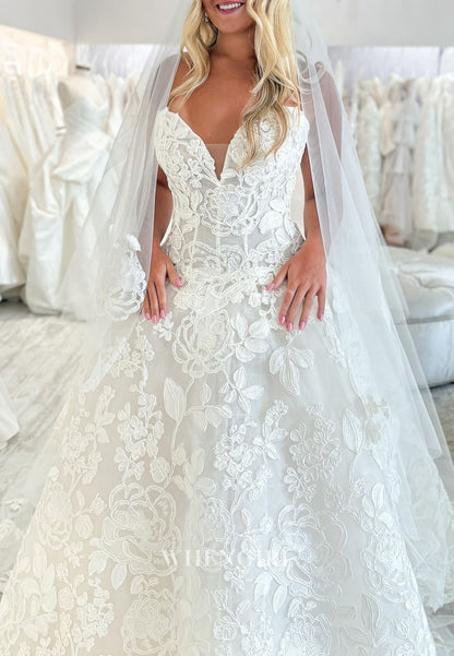 Floral Lace Sweetheart Ball Gown Wedding Dress