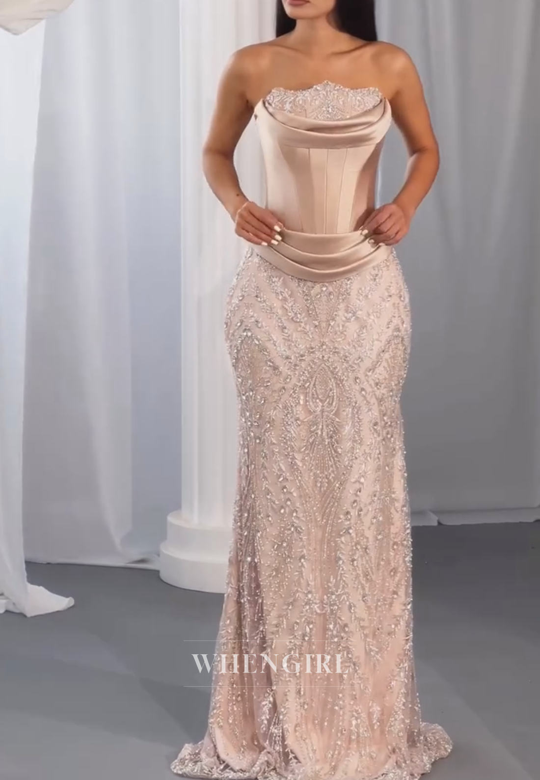 Strapless Corset Evening Gown with Overskirt
