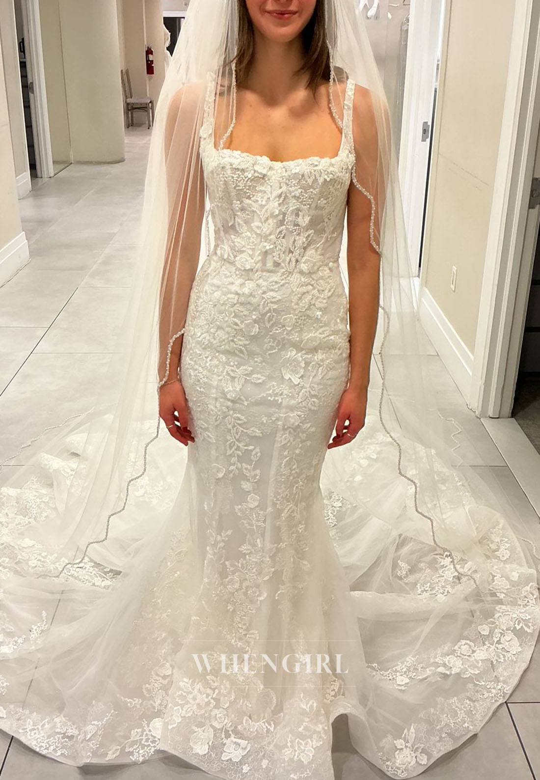 Lace Wedding Dress with Overskirt