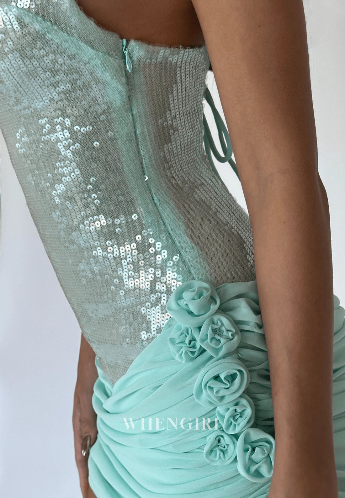 Sequin Corset Mini Dress with Ruched Skirt