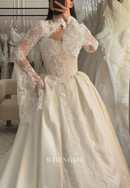Lace and Satin Ball Gown Wedding Dress
