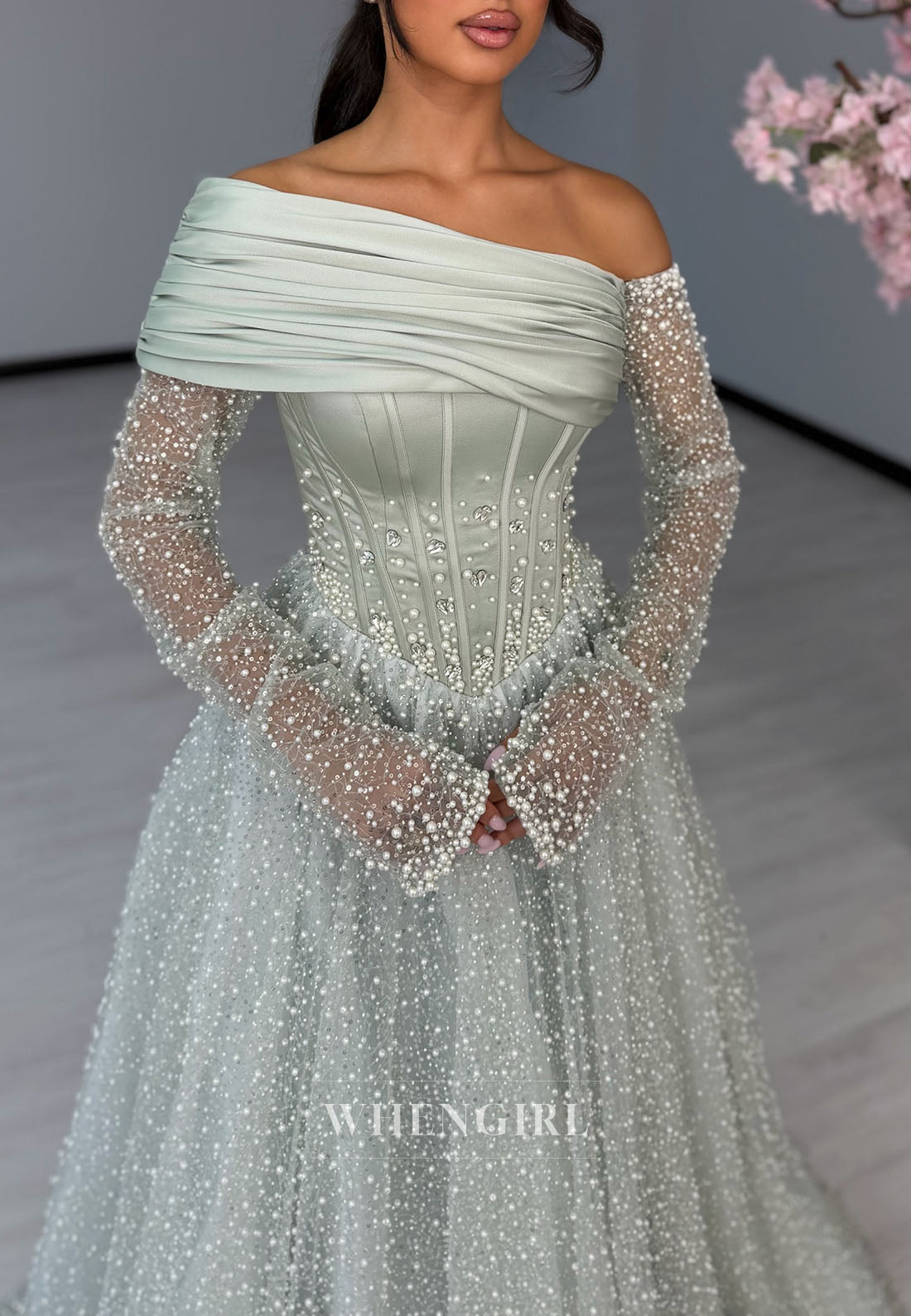Asymmetrical Beaded Corset Ball Gown