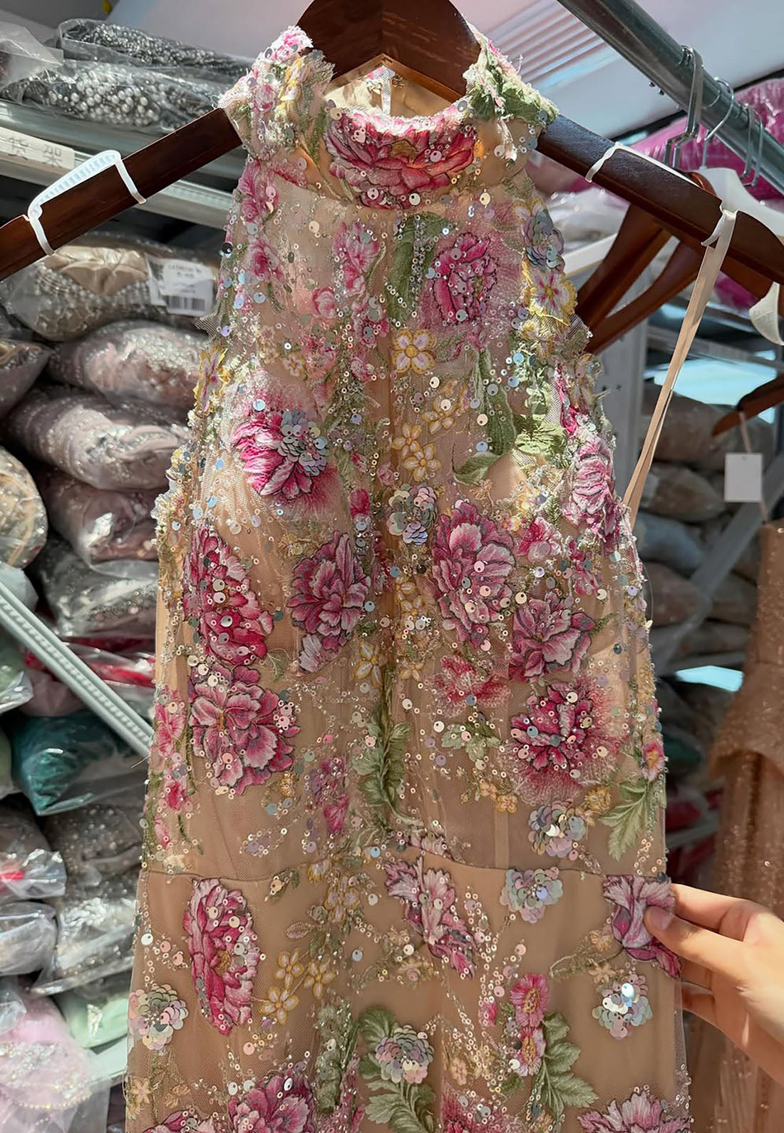 Halter Floral Sequin Mermaid Gown