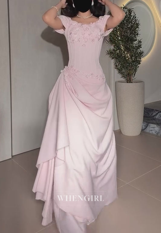 Off-Shoulder Corset Pick-Up Evening Gown