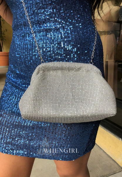 Cowl Neck Sequin Mini Dress with Spaghetti Straps