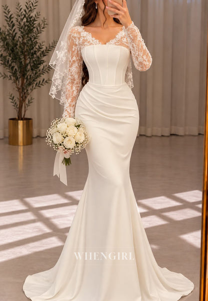 Lace Sleeve Corset Mermaid Wedding Dress