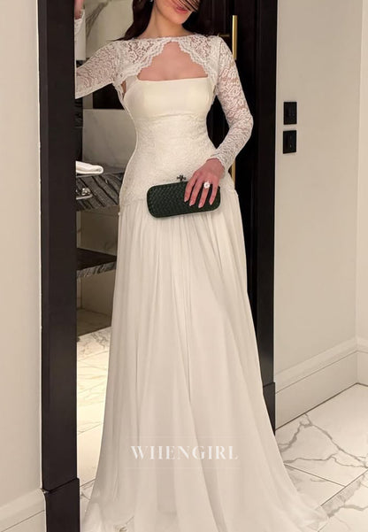 Lace Bodice Chiffon A-Line Floor-Length Gown