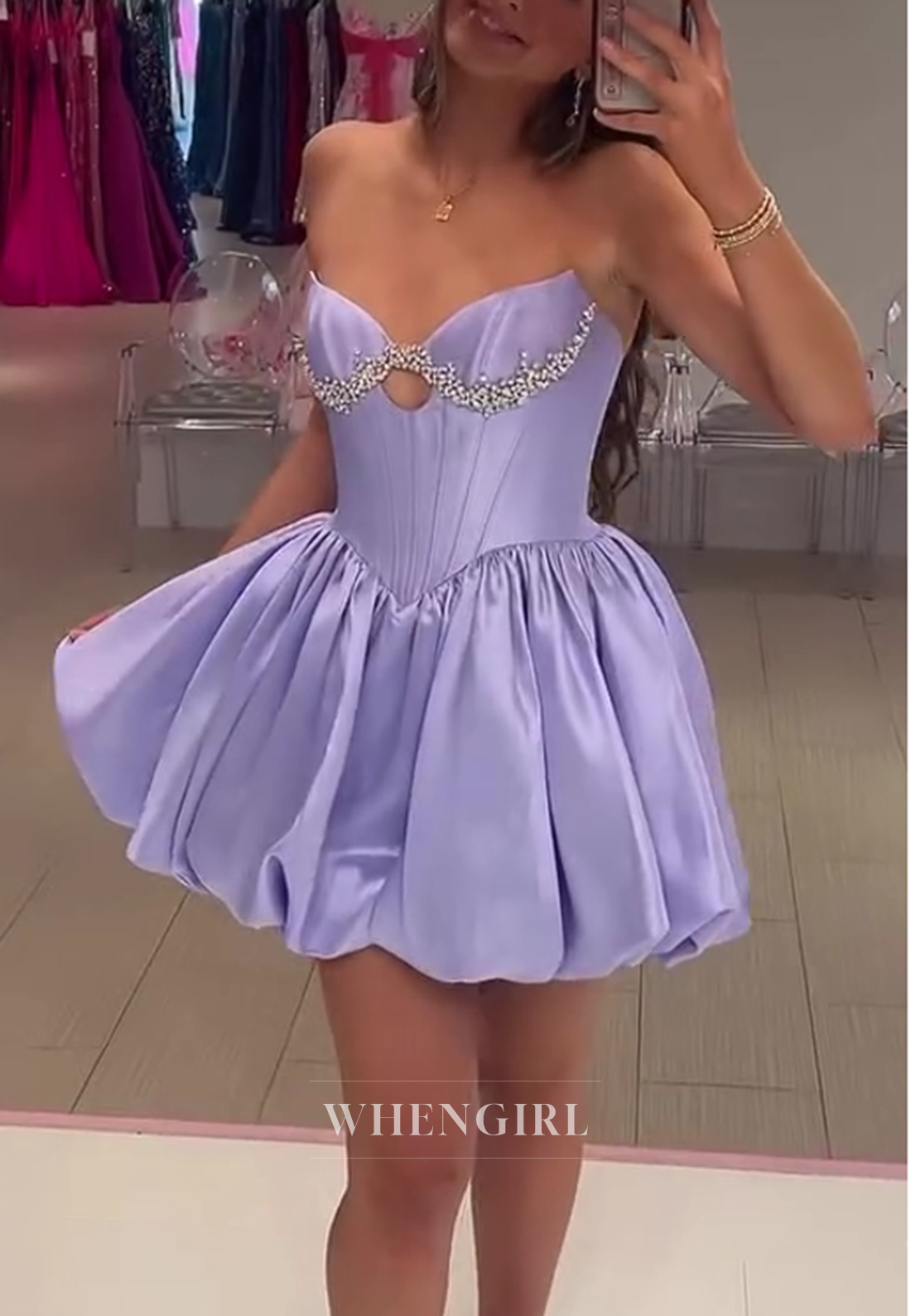 Strapless Corset Bubble Skirt Mini Dress